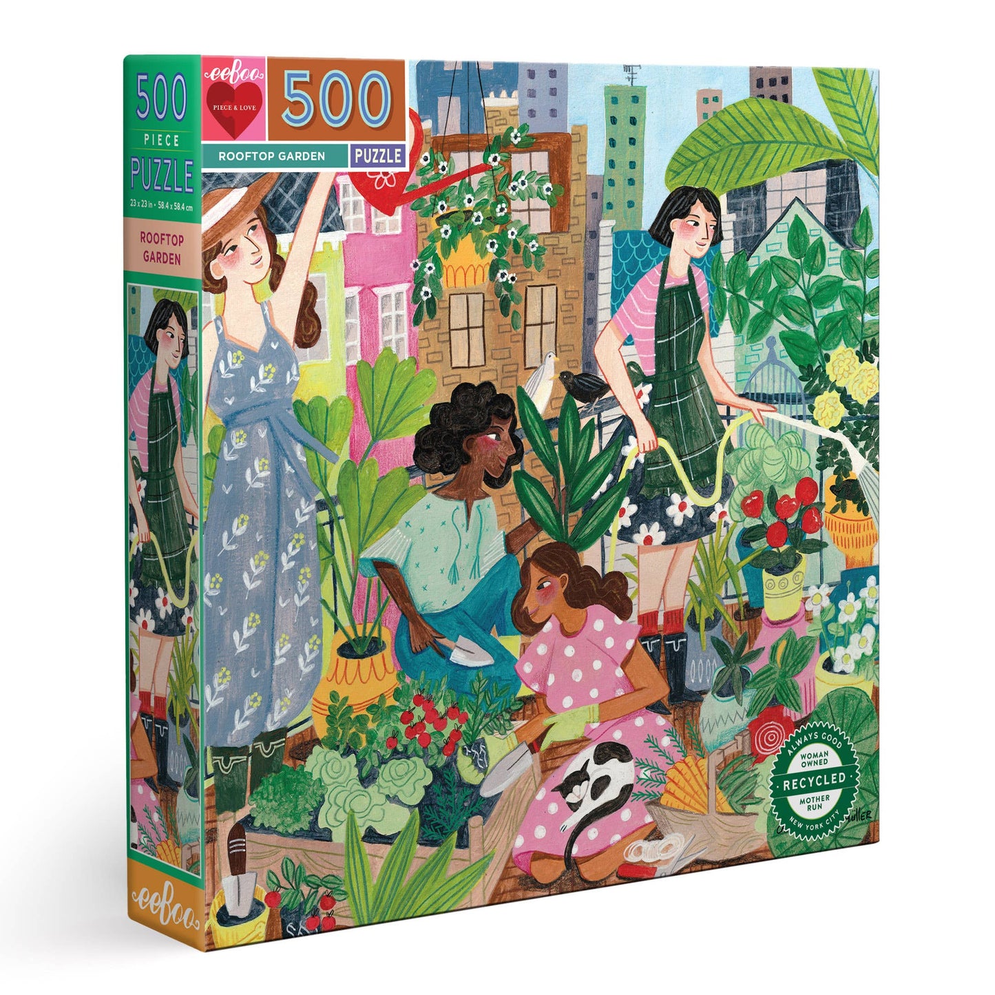 Eeboo Jigsaw Puzzle; Rooftop Garden (500 Piece, Square Puzzle)