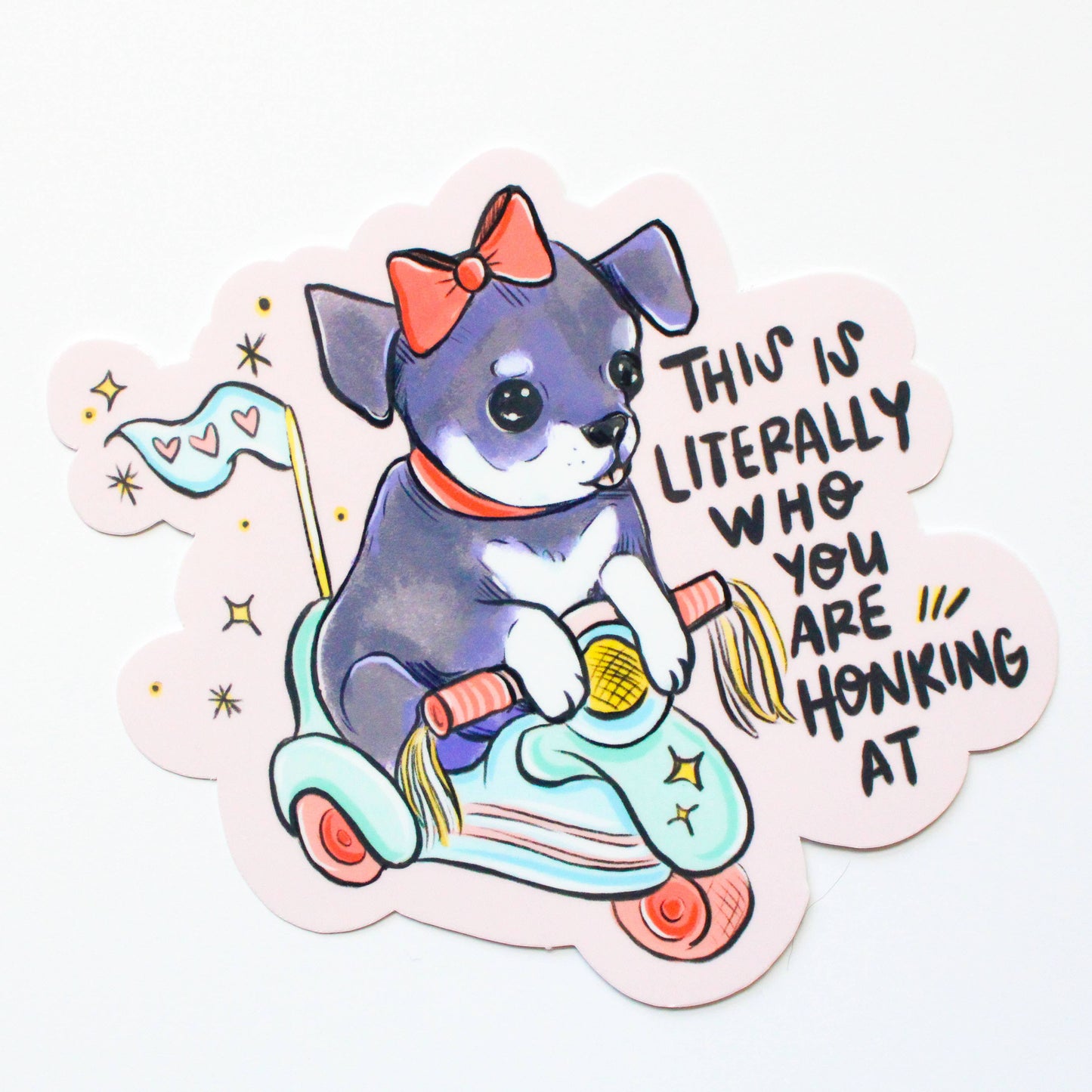 Vinyl Sticker; Scooter Puppy Jumbo Bumper