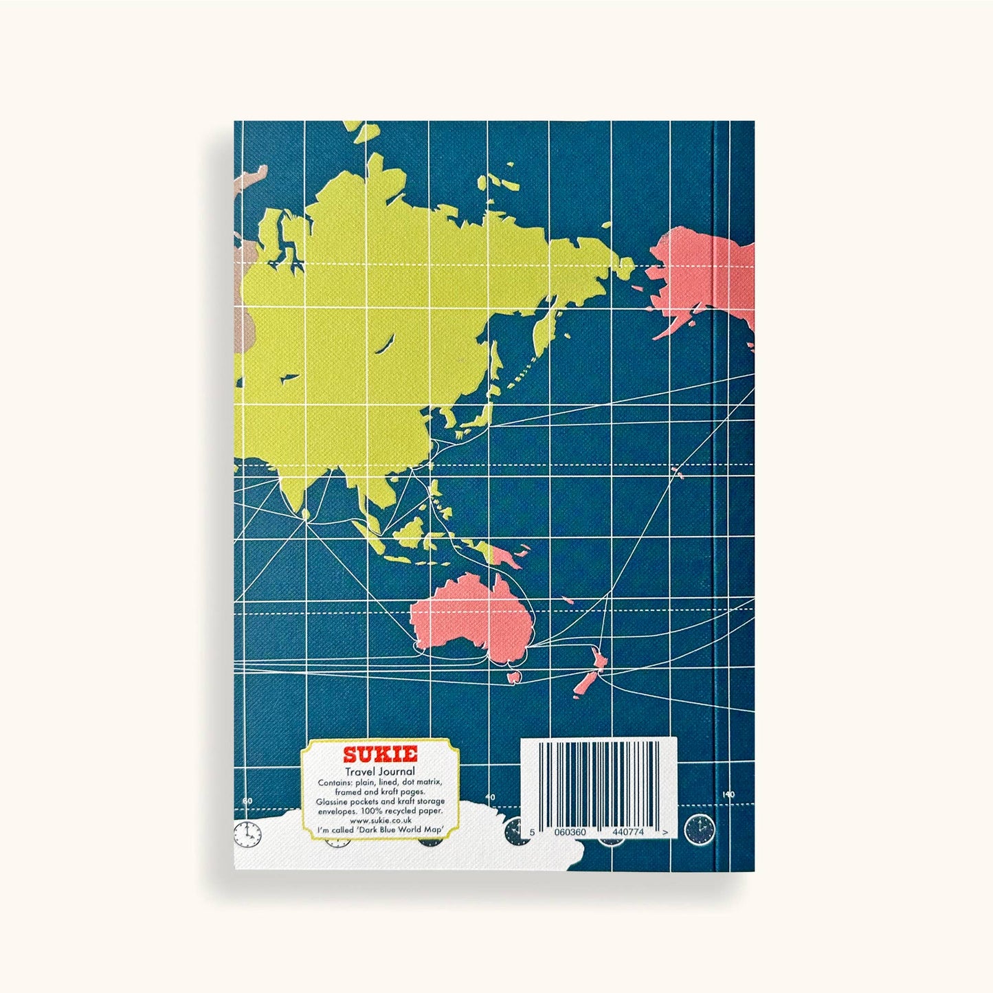 Travel Journal; World Map By Sukie (Dark Blue)