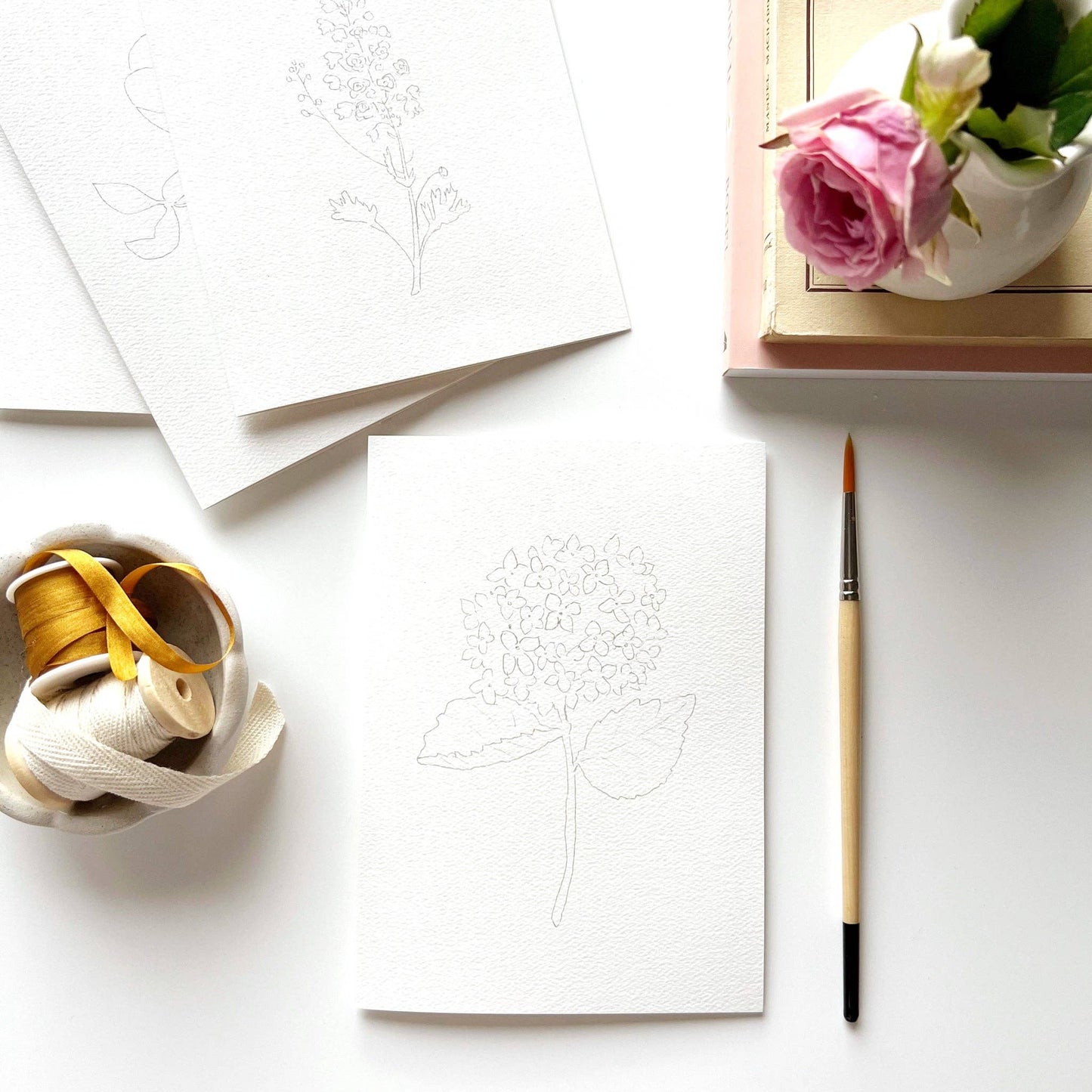 Paintable Notecard Set; Garden Flowers (Set of 8 Notecards & Envelopes)