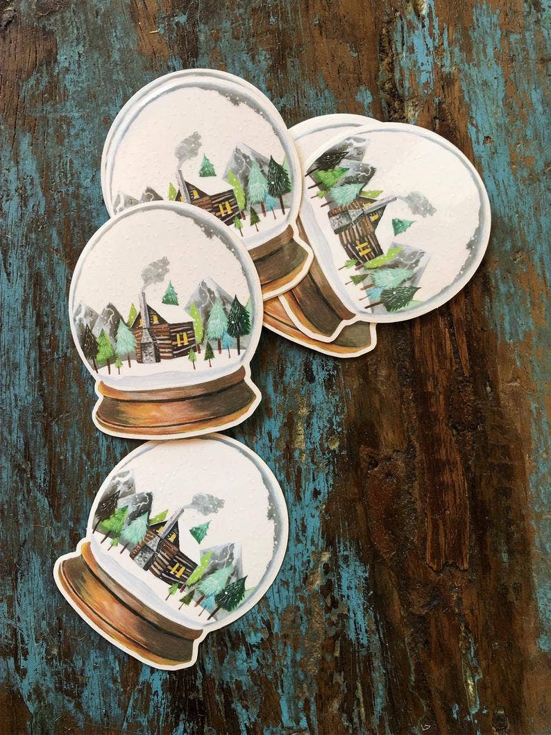 Vinyl Sticker; Clear Snow Globe