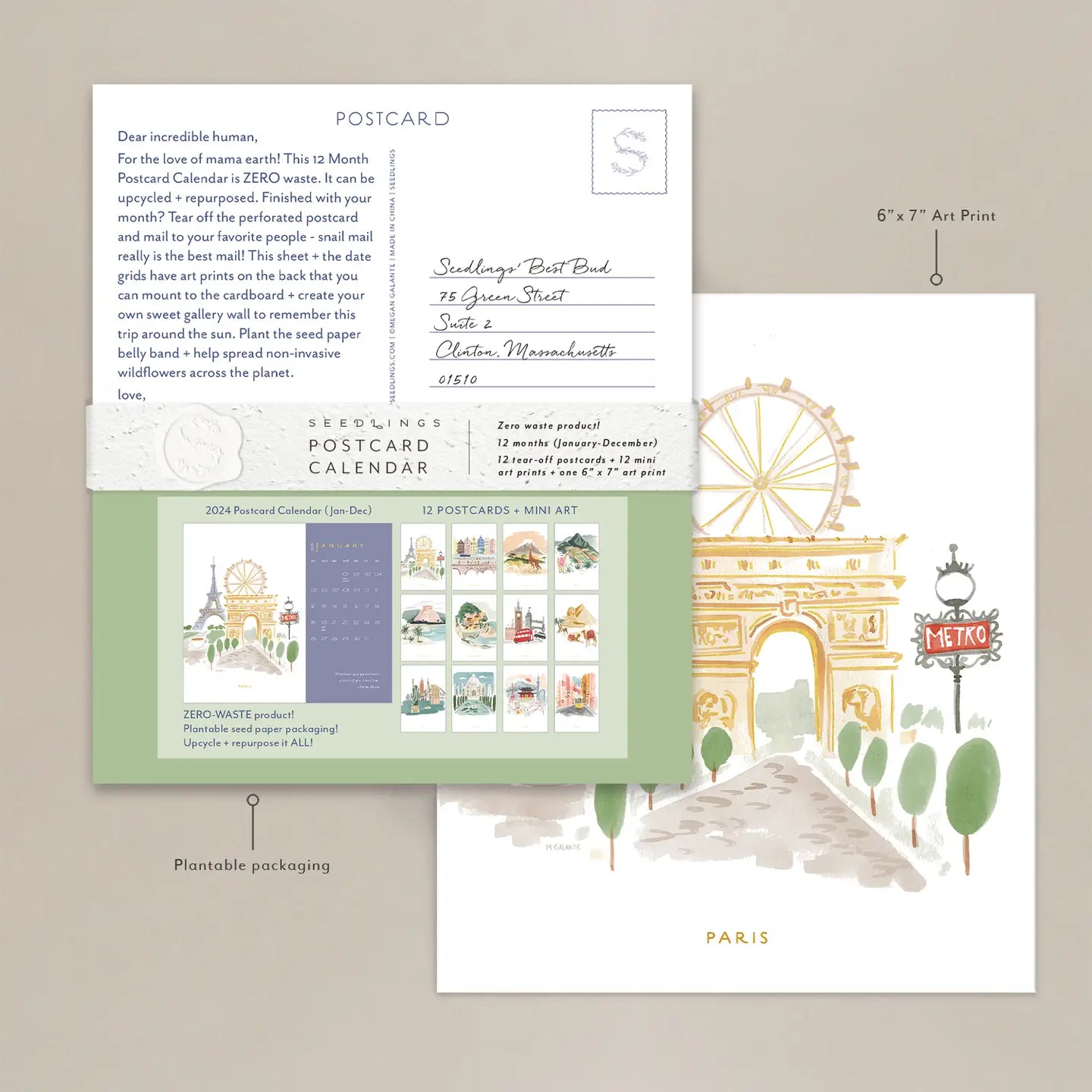Seedlings Bon Voyage Postcard Calendar