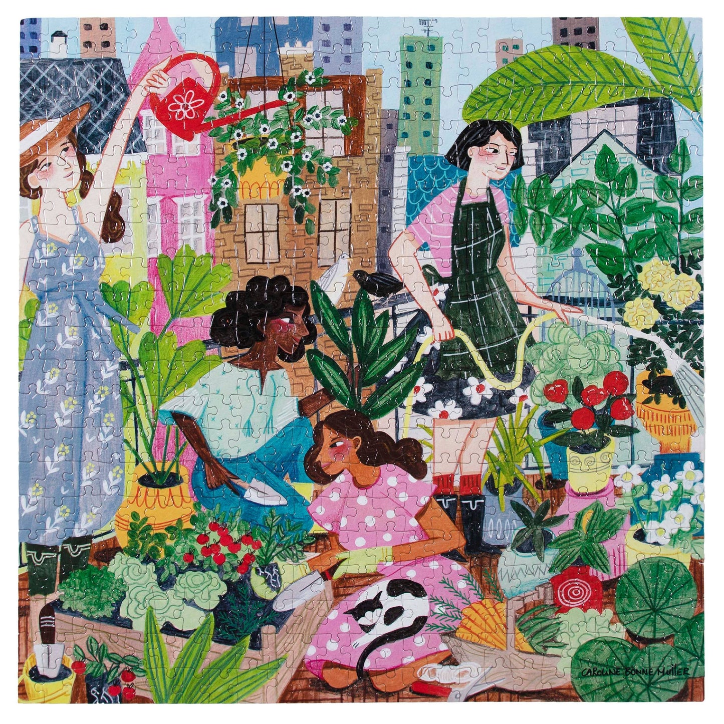 Eeboo Jigsaw Puzzle; Rooftop Garden (500 Piece, Square Puzzle)