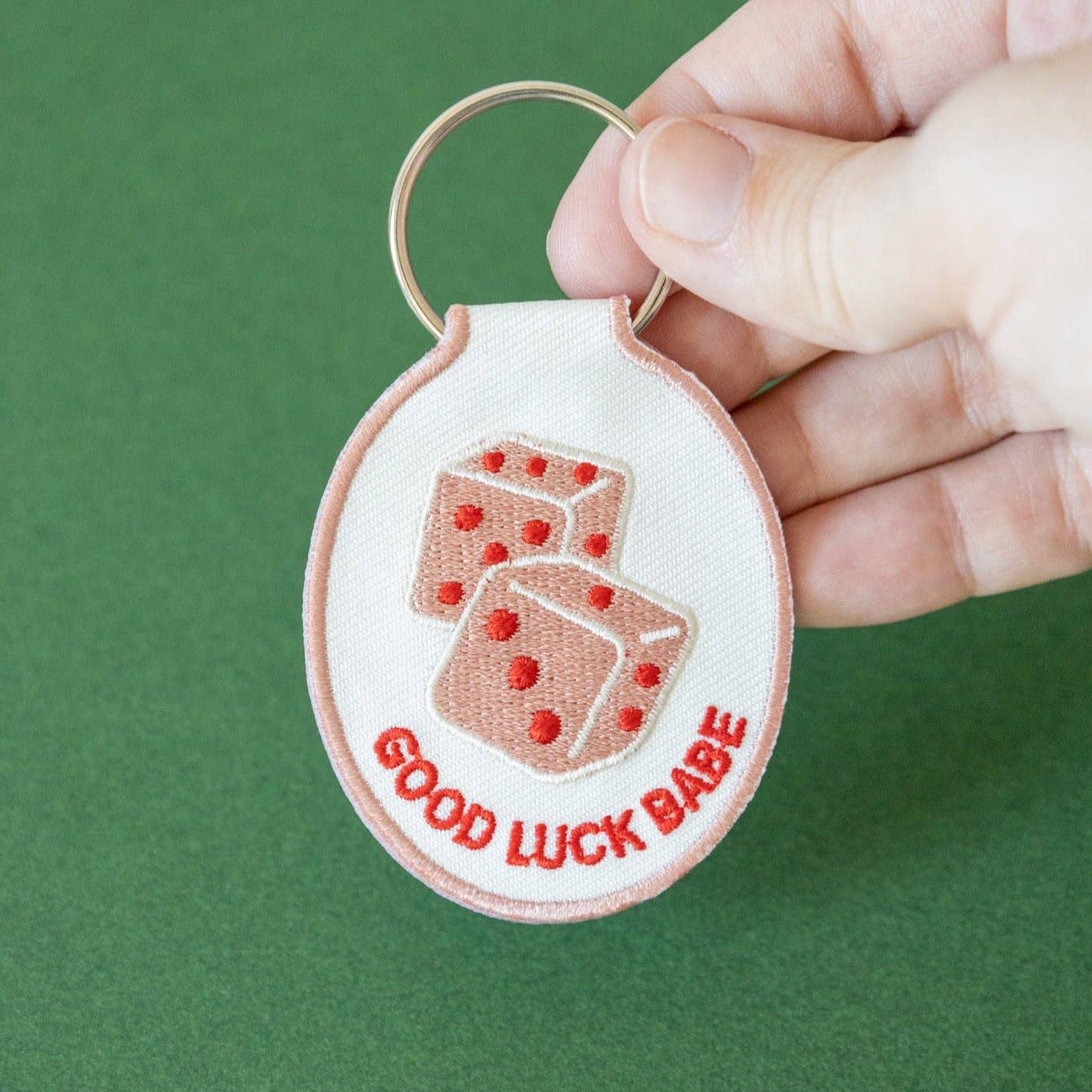 Embroidered Keychain; Dice (Good Luck Babe)