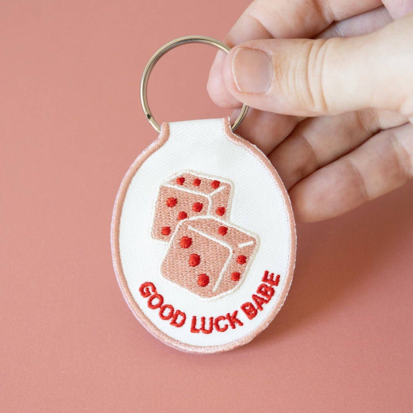 Embroidered Keychain; Dice (Good Luck Babe)