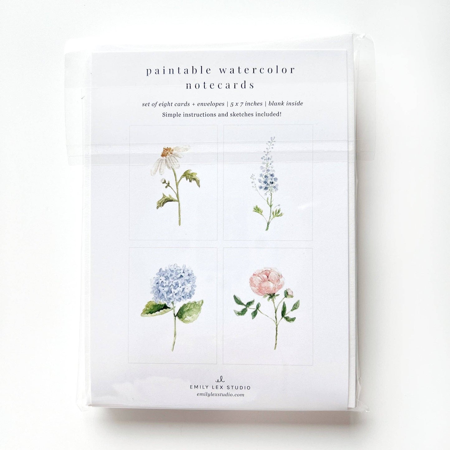 Paintable Notecard Set; Garden Flowers (Set of 8 Notecards & Envelopes)