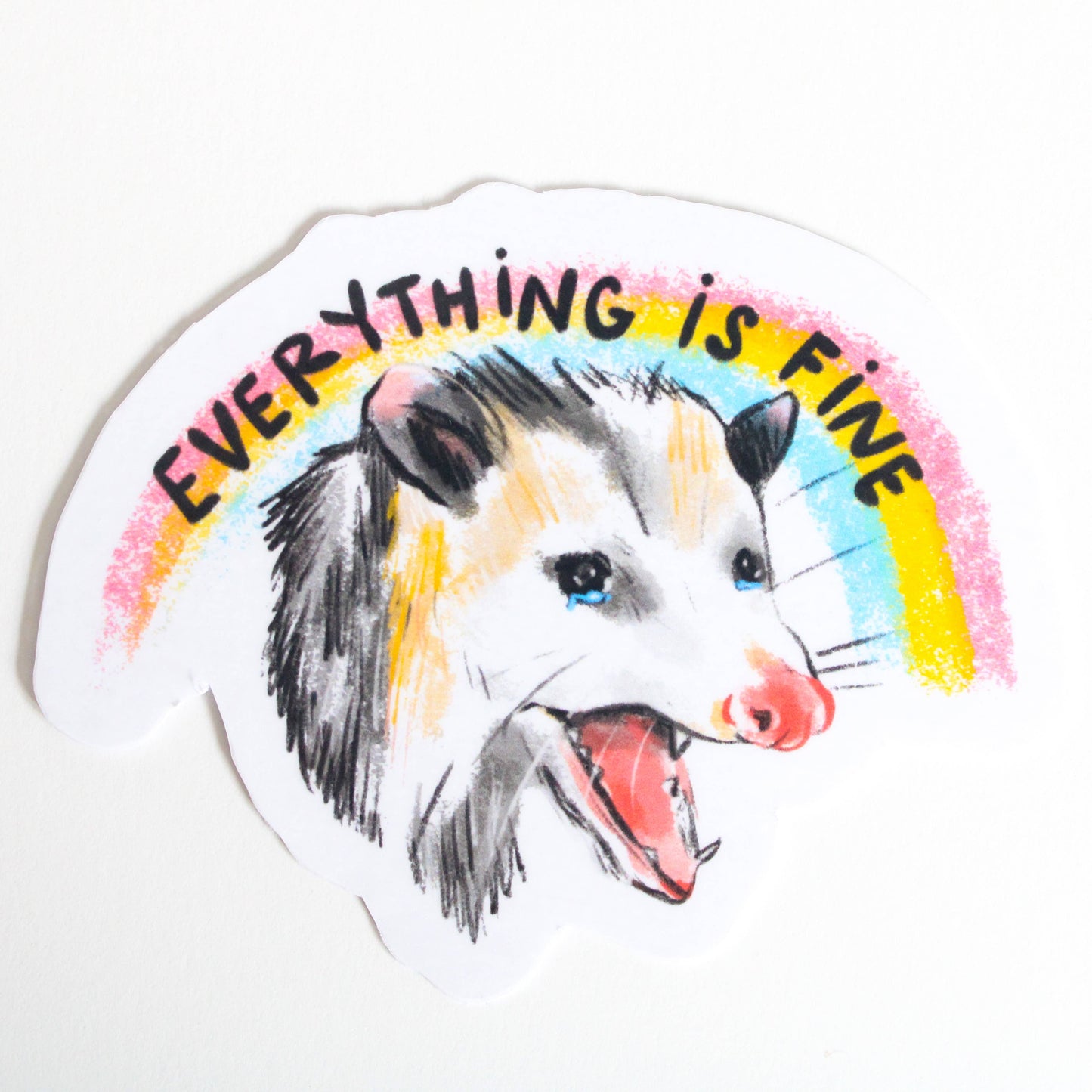Vinyl Sticker; Everything is Fine Possum