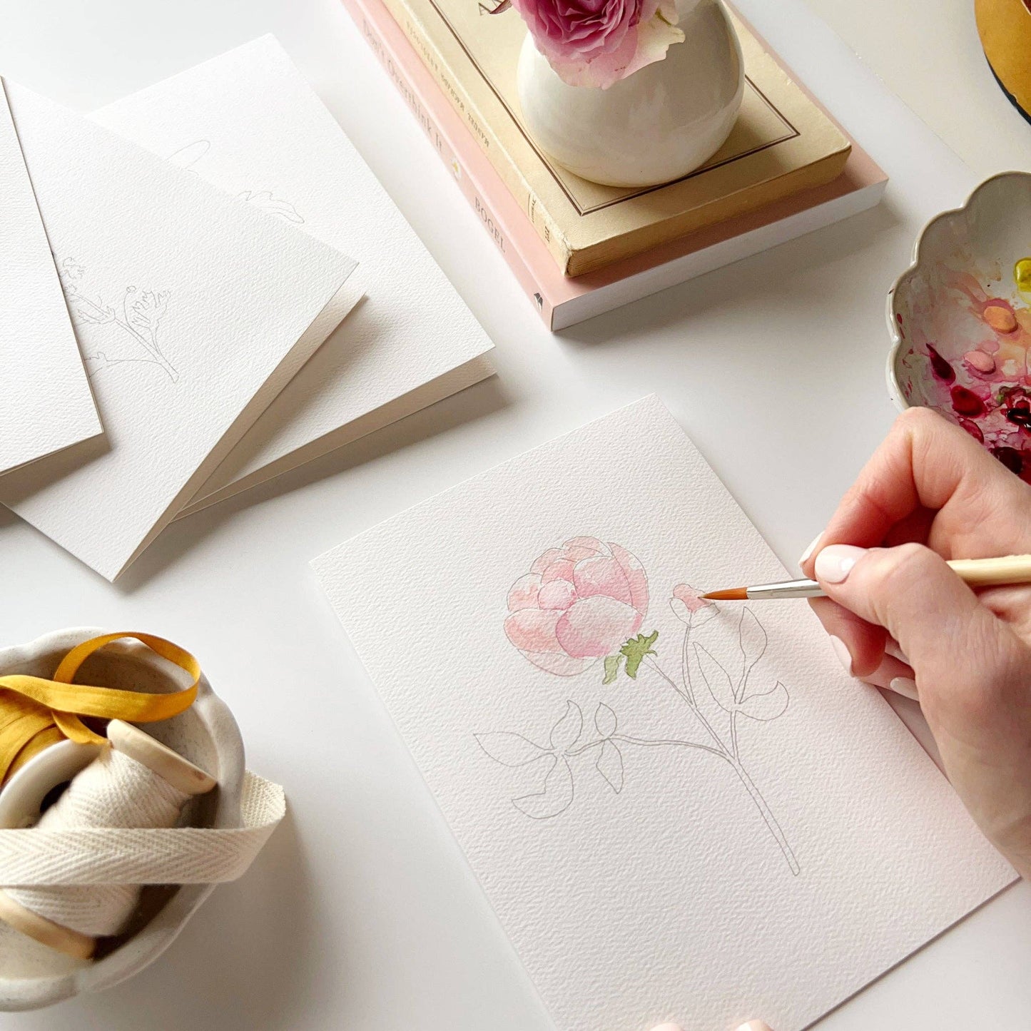 Paintable Notecard Set; Garden Flowers (Set of 8 Notecards & Envelopes)