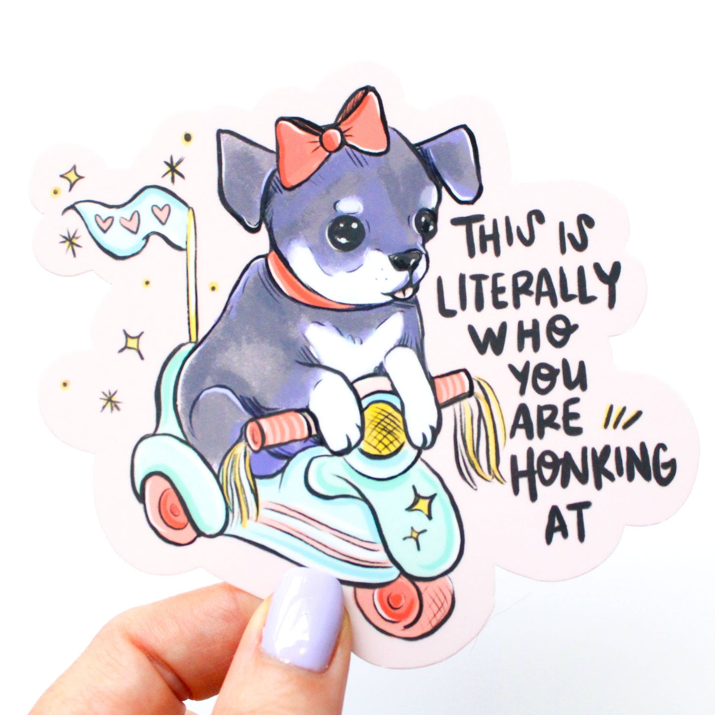 Vinyl Sticker; Scooter Puppy Jumbo Bumper