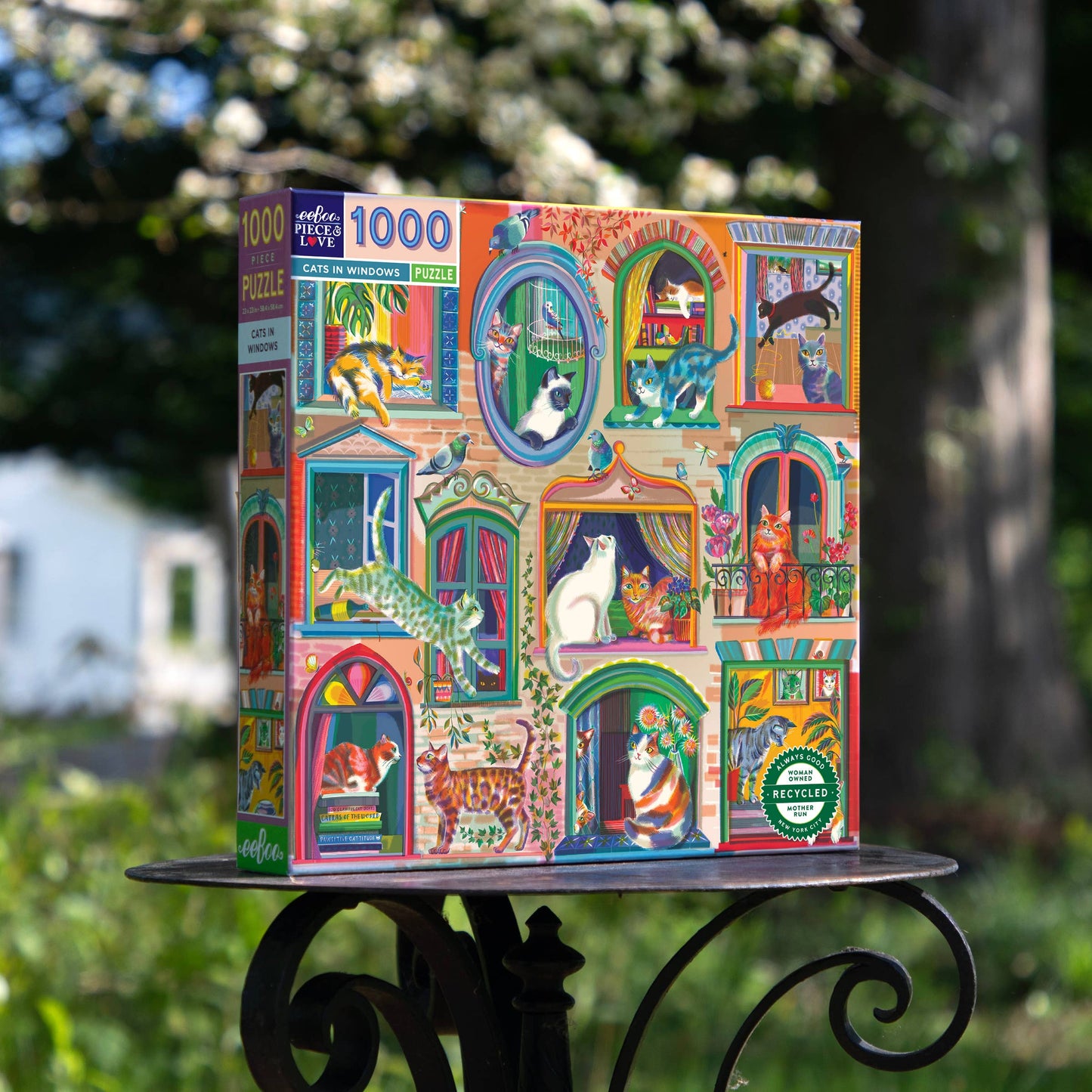 Eeboo 1000 Piece Square Puzzle; Cats in Windows