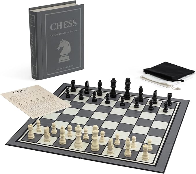 Chess Set; Vintage Bookshelf Edition