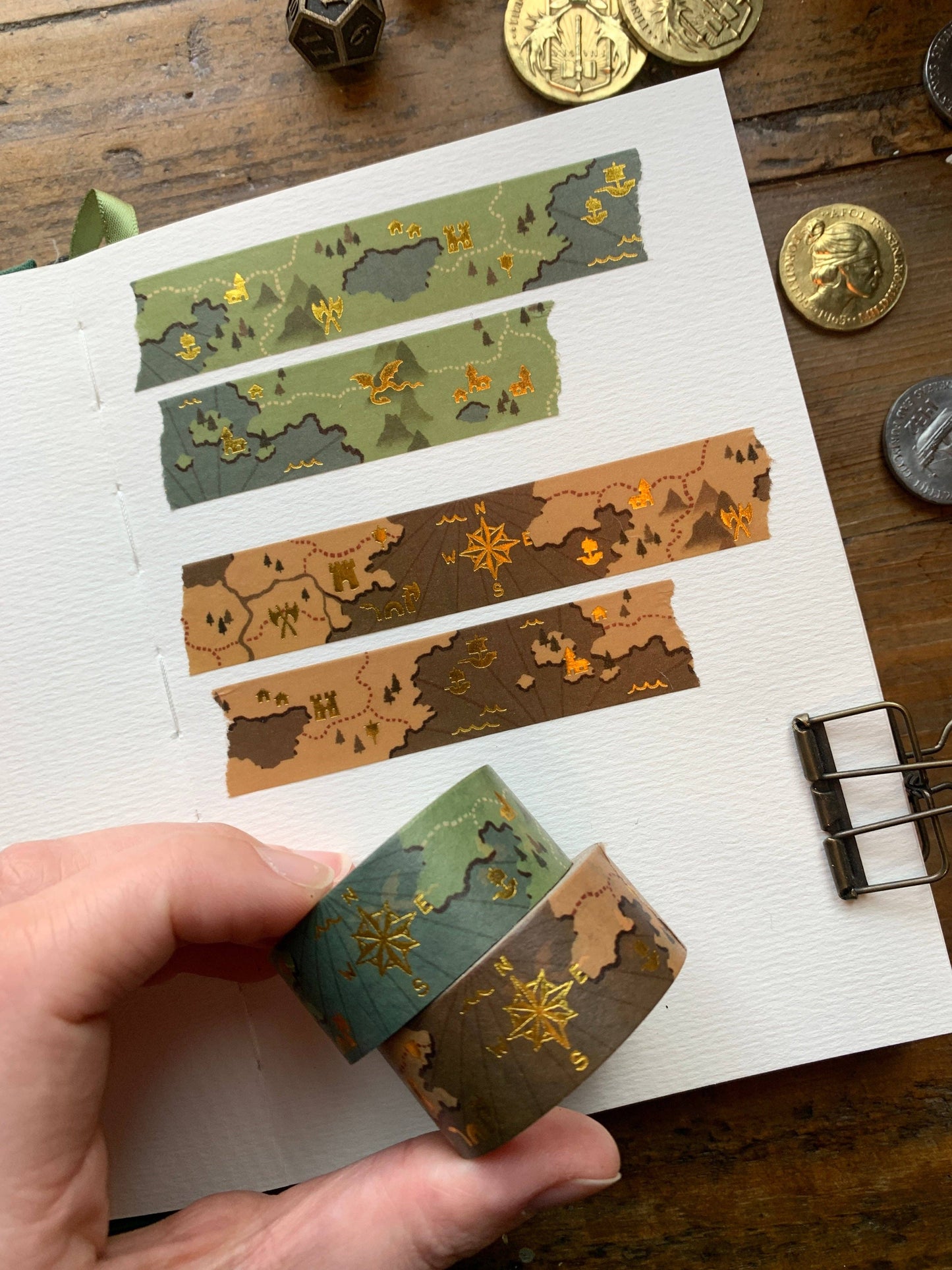 Washi Tape; Fantasy Maps (20mm Gold Foil)