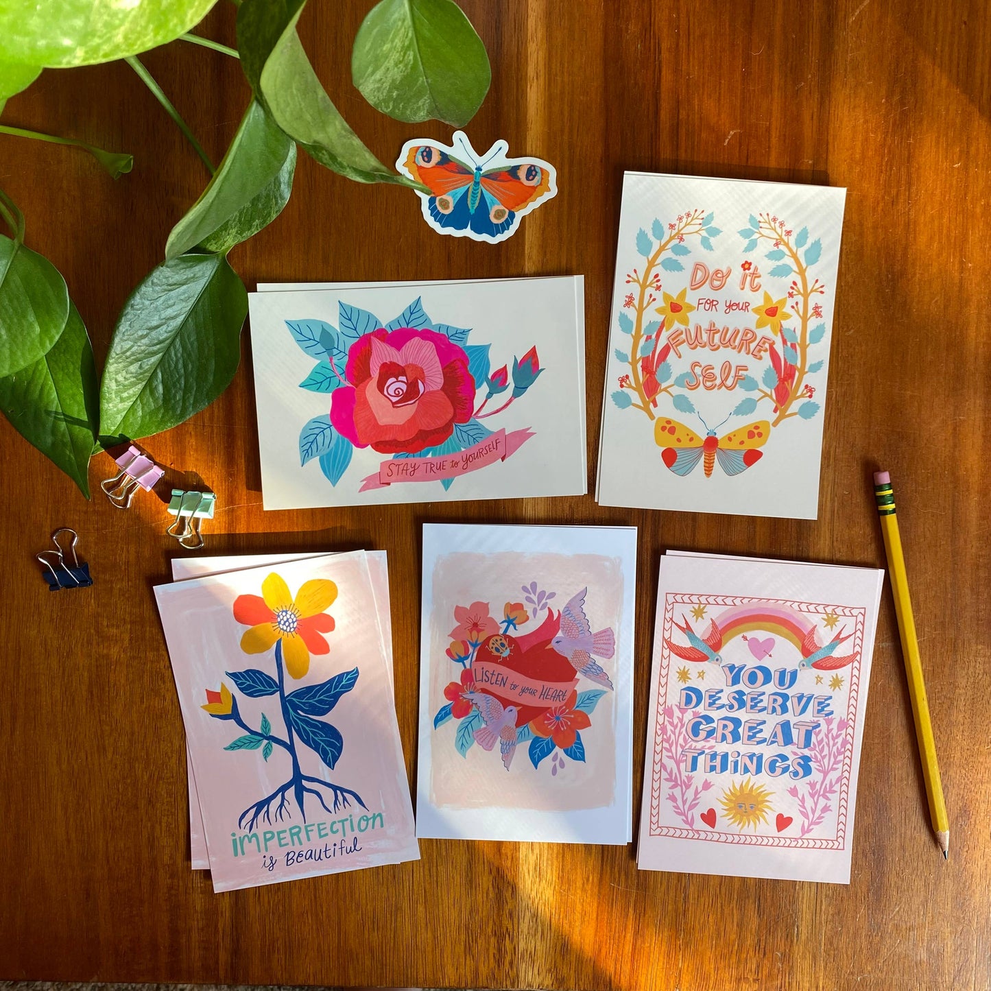 Postcard Set; Positive Affirmations (10 postcards) By Dream Folk Studio