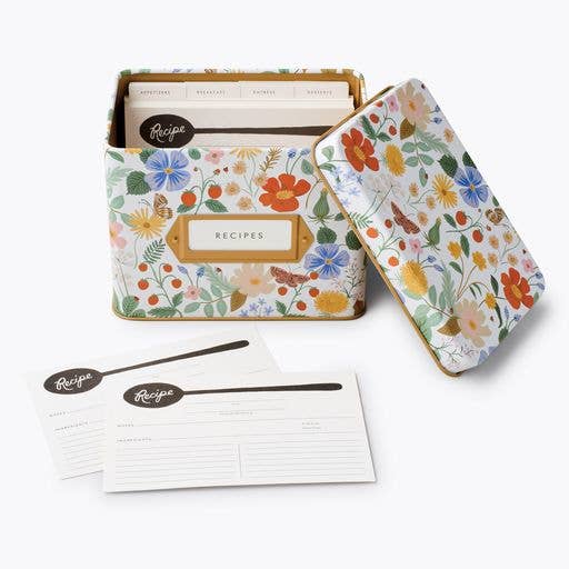 Rifle Paper Co. Tin Recipe Box; Strawberry Fields