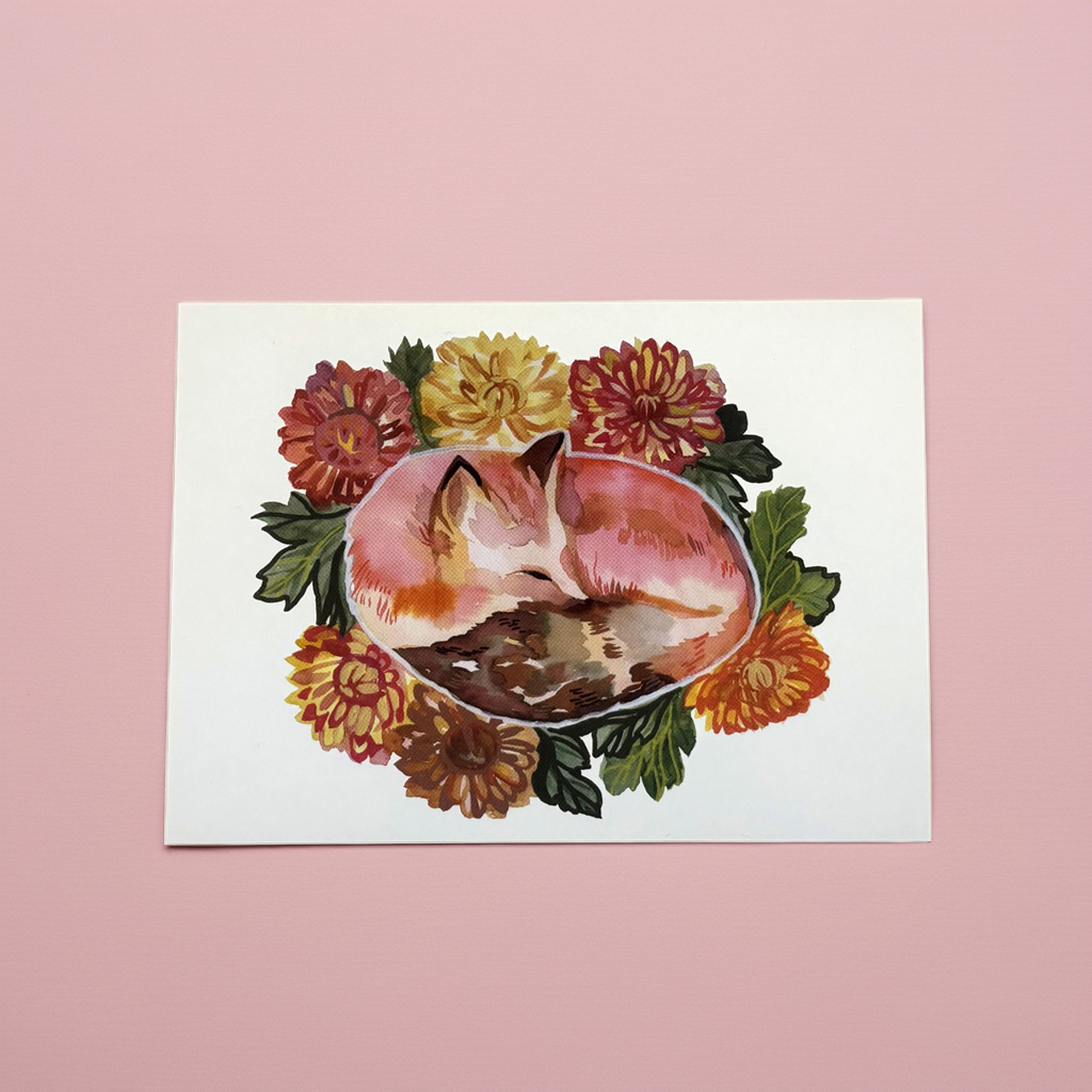 Art Print; Sleeping Fox (5x7") - Made By Shellie