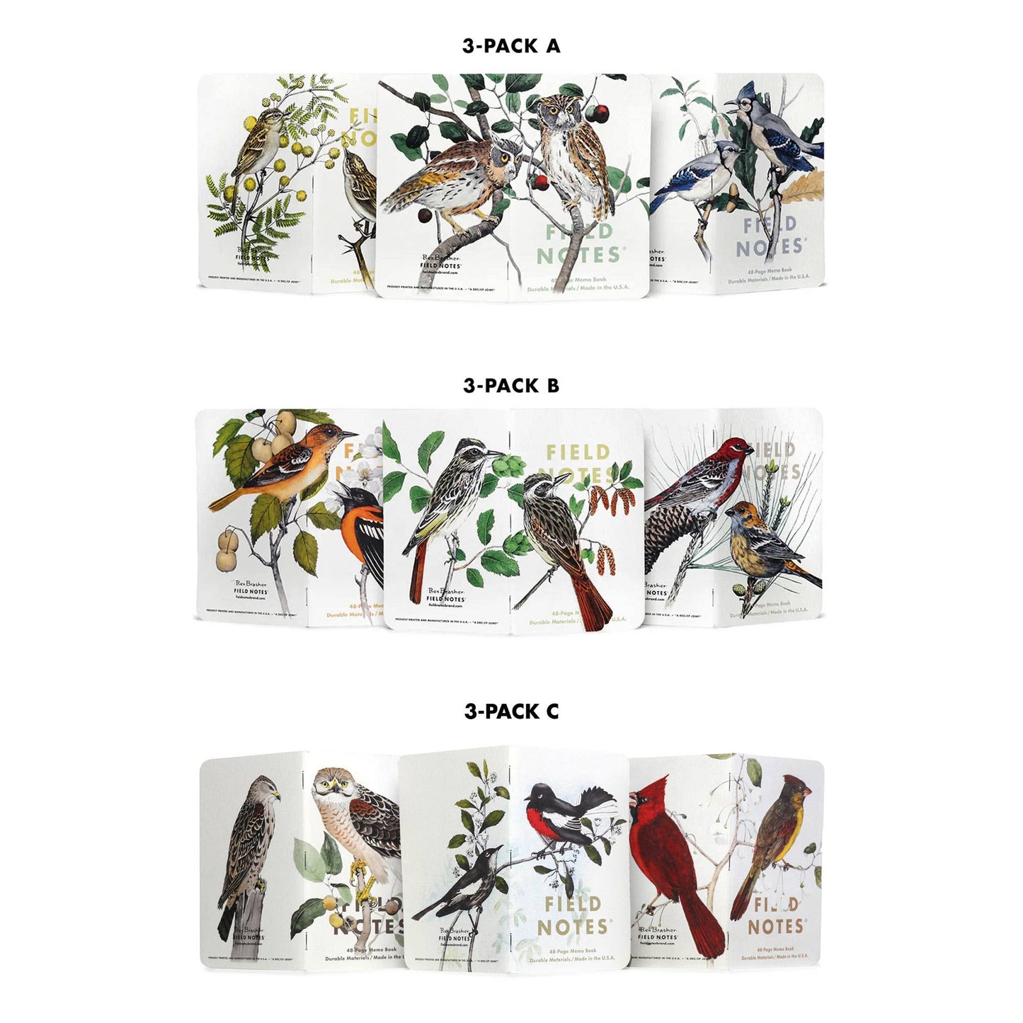 Field Notes; Birds and Trees of North America (Pack C: Redstart - Cardinal - Redshoulder Hawk)
