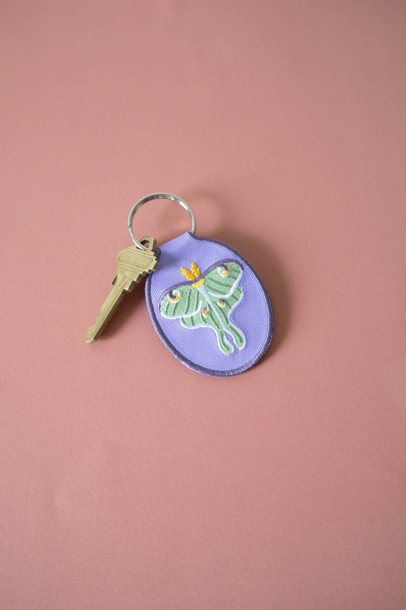 Embroidered Keychain; Luna Moth