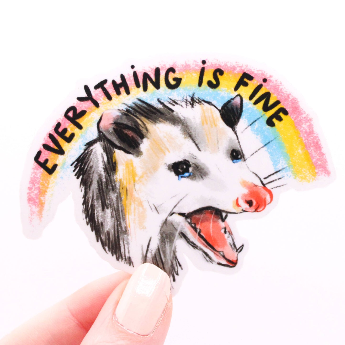 Vinyl Sticker; Everything is Fine Possum