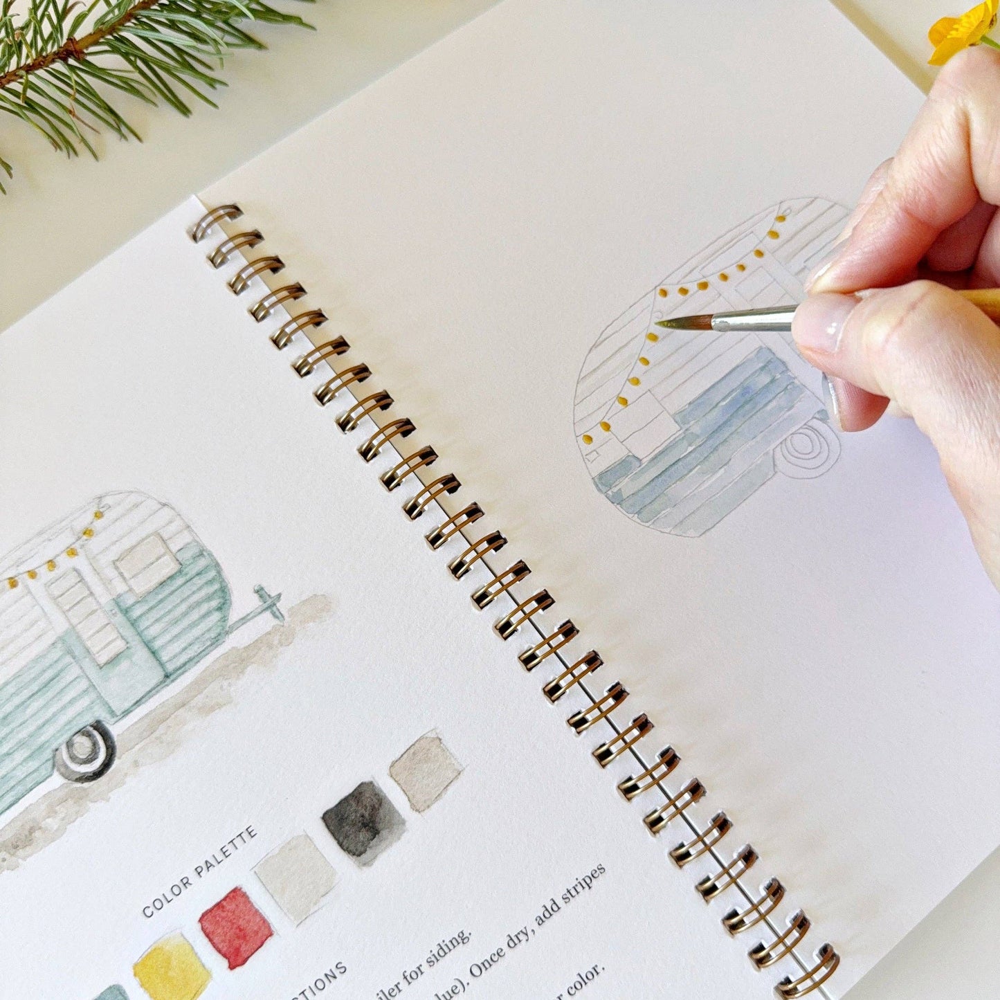 Watercolor Workbook; Camping By Emily Lex