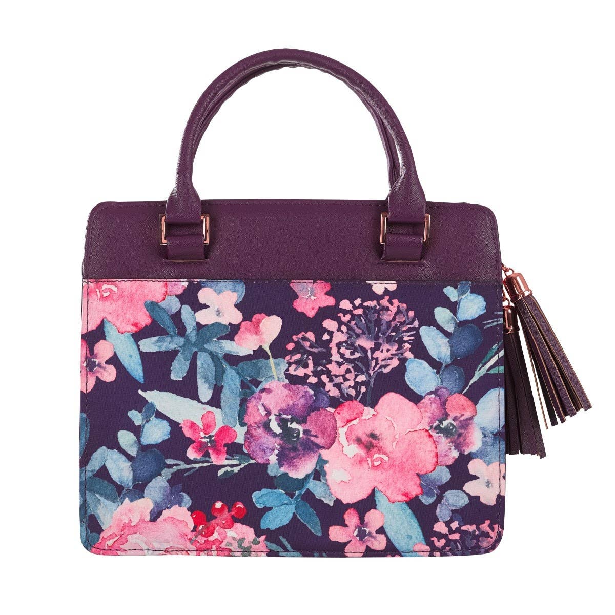 Bible Cover; Blessed Purple Floral (Faux Leather Purse-style)