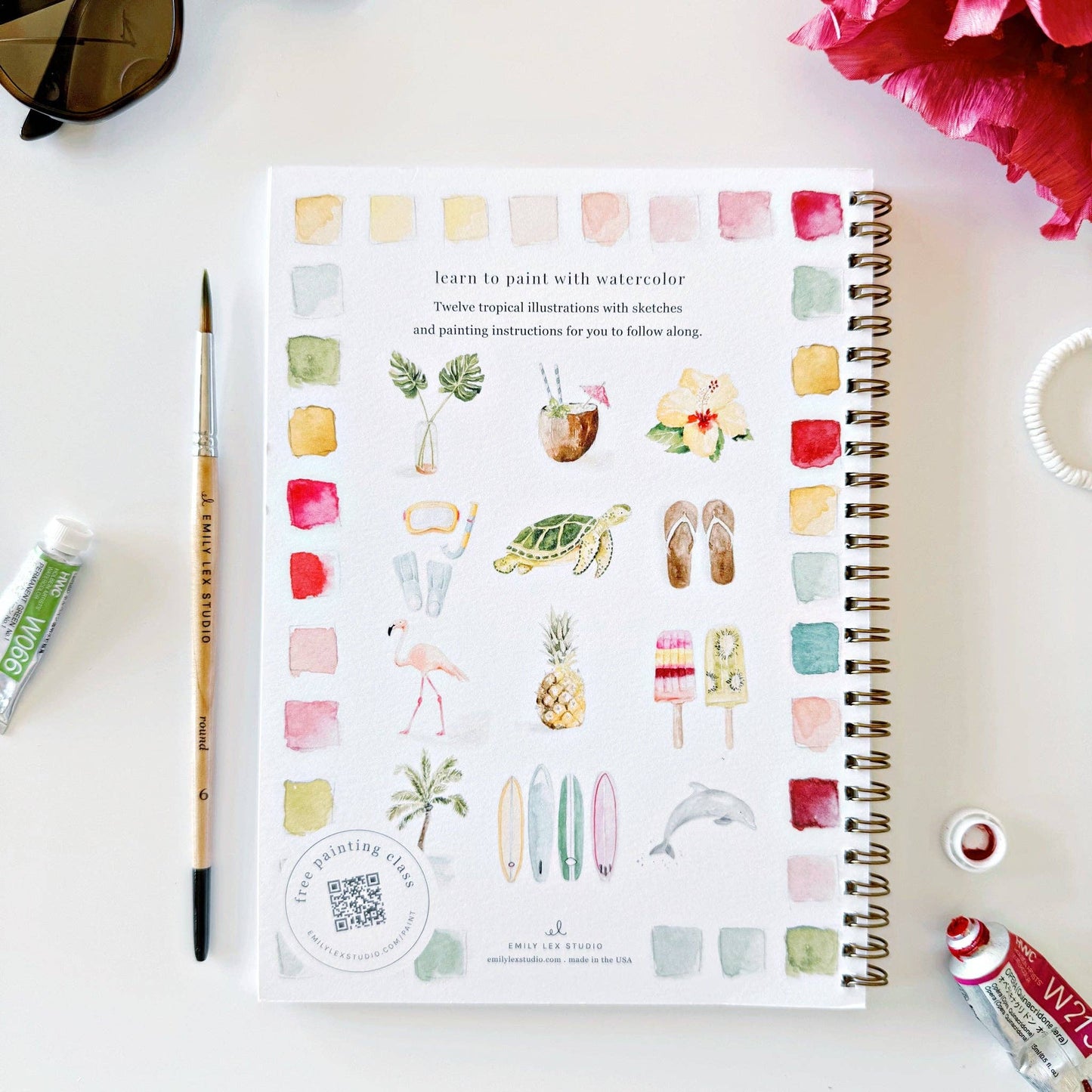 Watercolor Workbook; Tropical By Emily Lex
