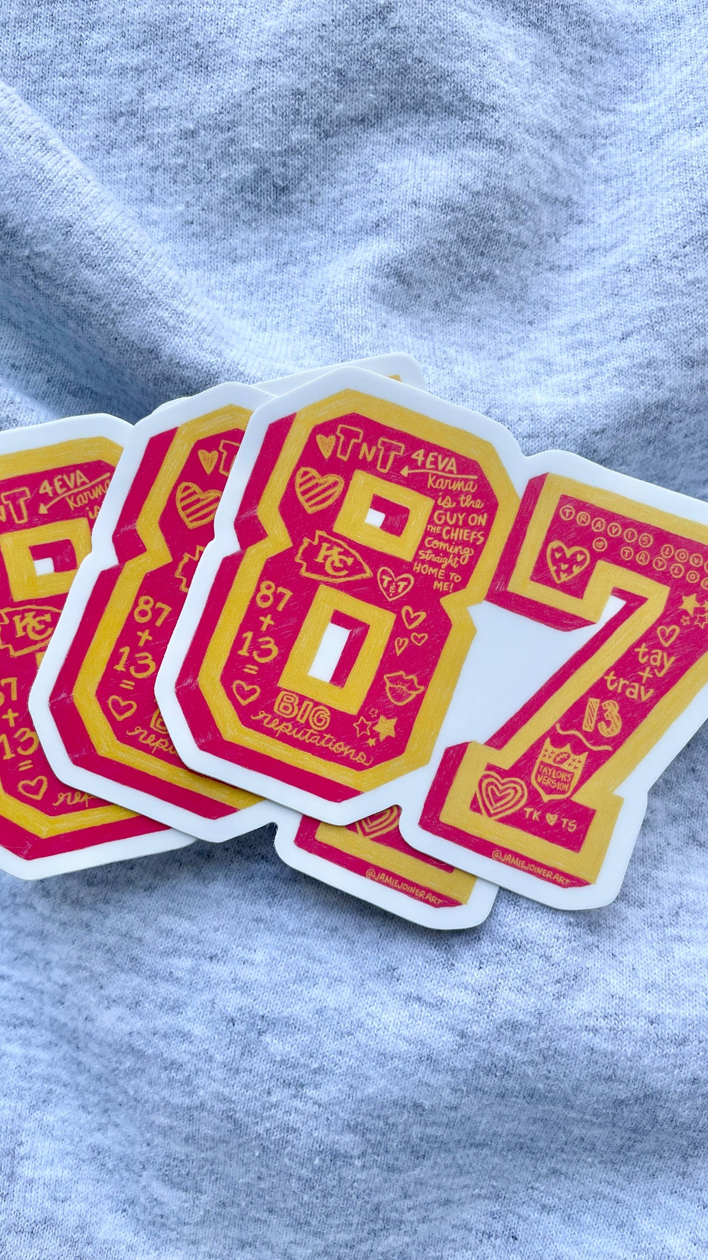 Vinyl Sticker; Taylor Swift & Travis Kelce, 87 Chiefs