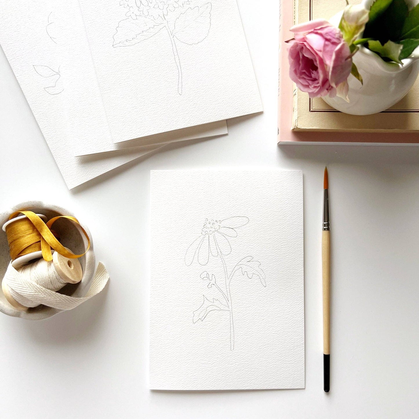 Paintable Notecard Set; Garden Flowers (Set of 8 Notecards & Envelopes)