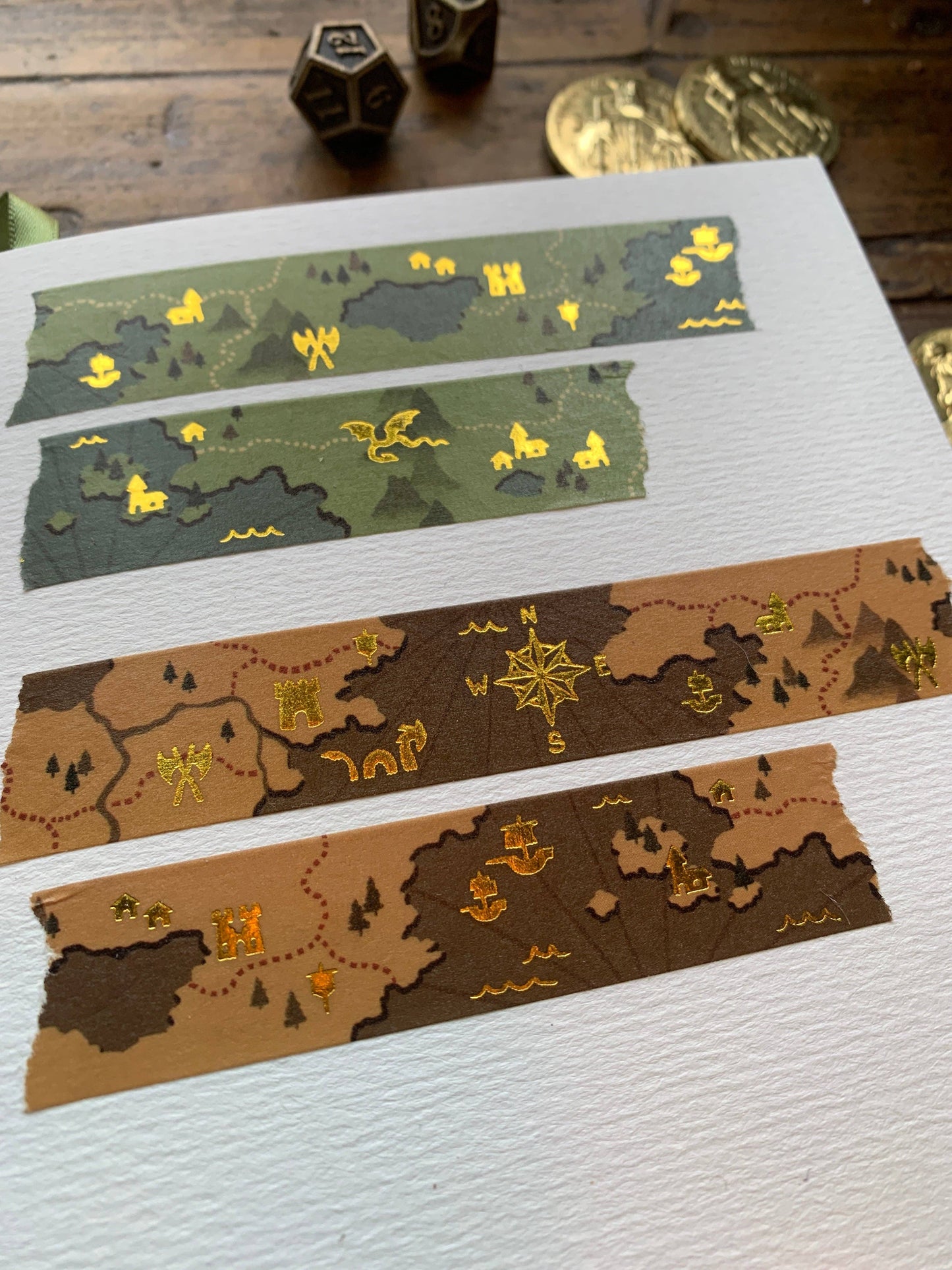 Washi Tape; Fantasy Maps (20mm Gold Foil)