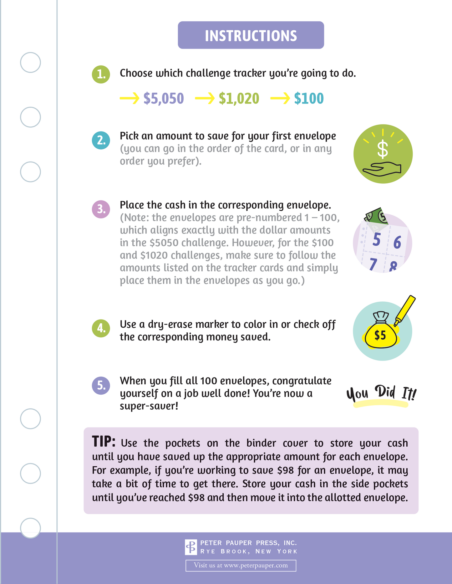 My 100 Envelope Savings Challenge Binder