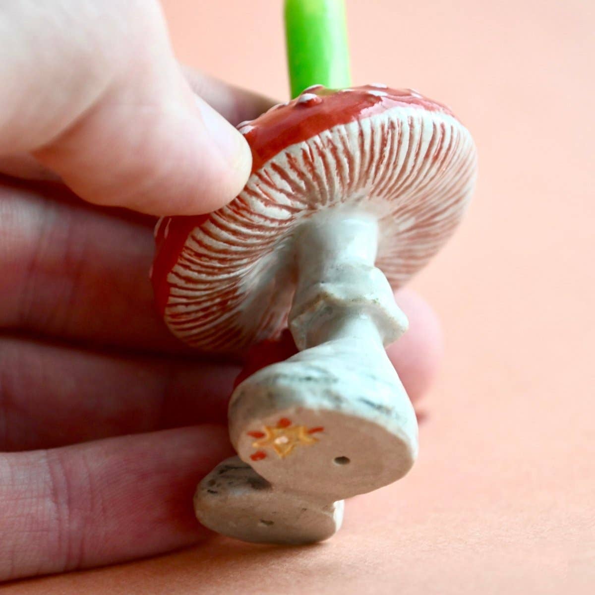 Camp Hollow Cake Topper; Red Mushroom (Hand-Painted Porcelain)