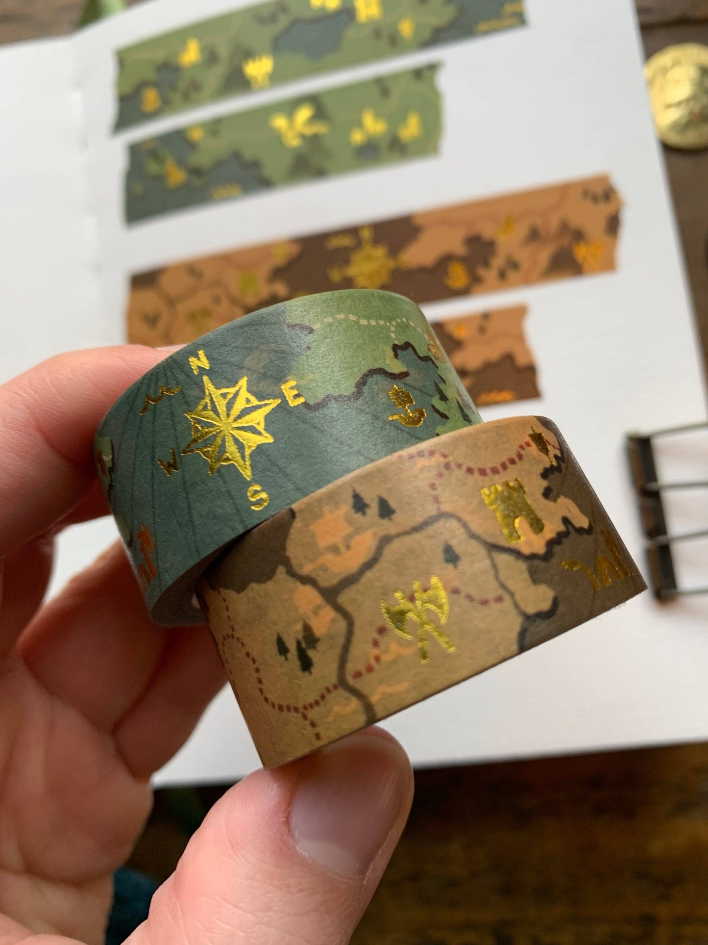 Washi Tape; Fantasy Maps (20mm Gold Foil)