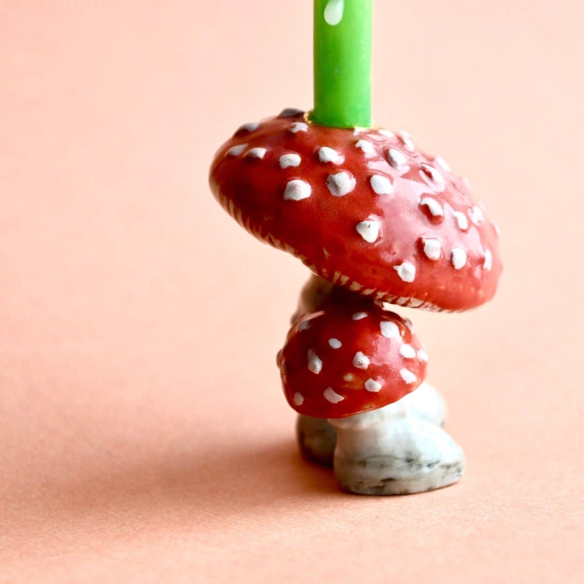 Camp Hollow Cake Topper; Red Mushroom (Hand-Painted Porcelain)