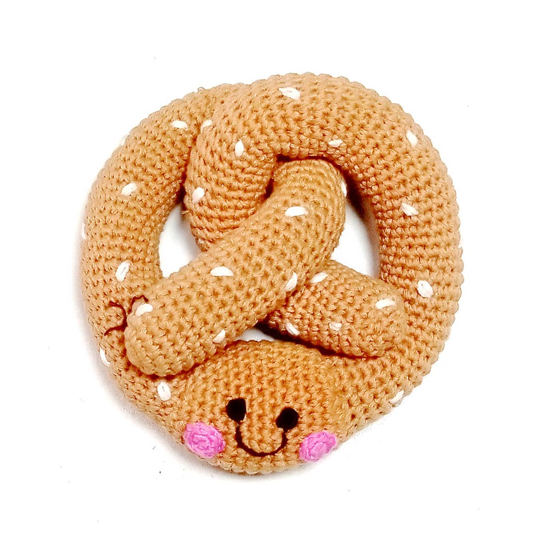 Crochet Rattle; Friendly Pretzel (Handmade Plush Toy)