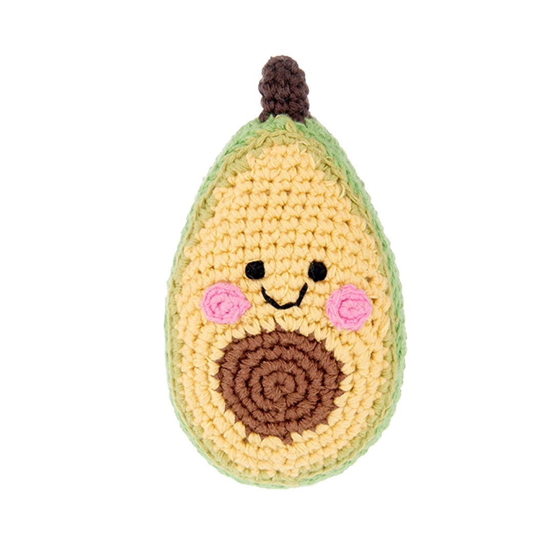 Crochet Rattle; Friendly Avocado (Handmade Plush Toy)