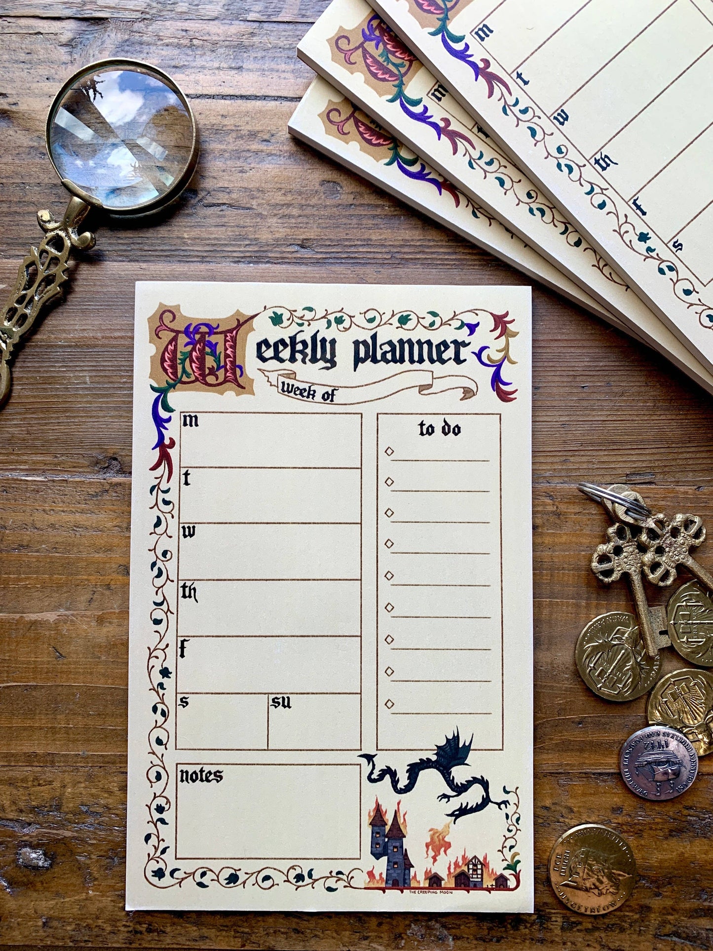 Weekly Planner Notepad; Medieval (5.5 x 8.5)