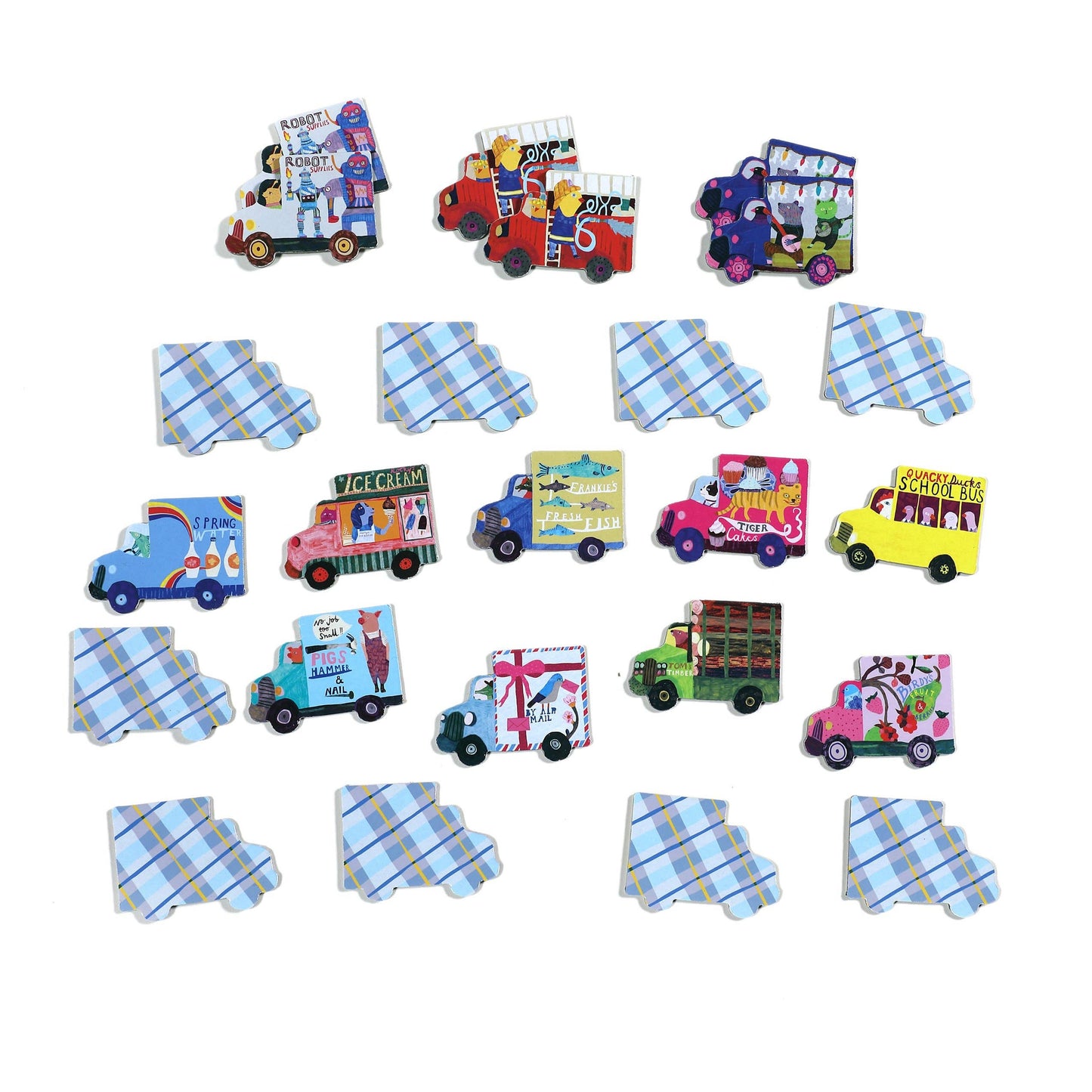 Eeboo Little Matching Game; Trucks and a Bus