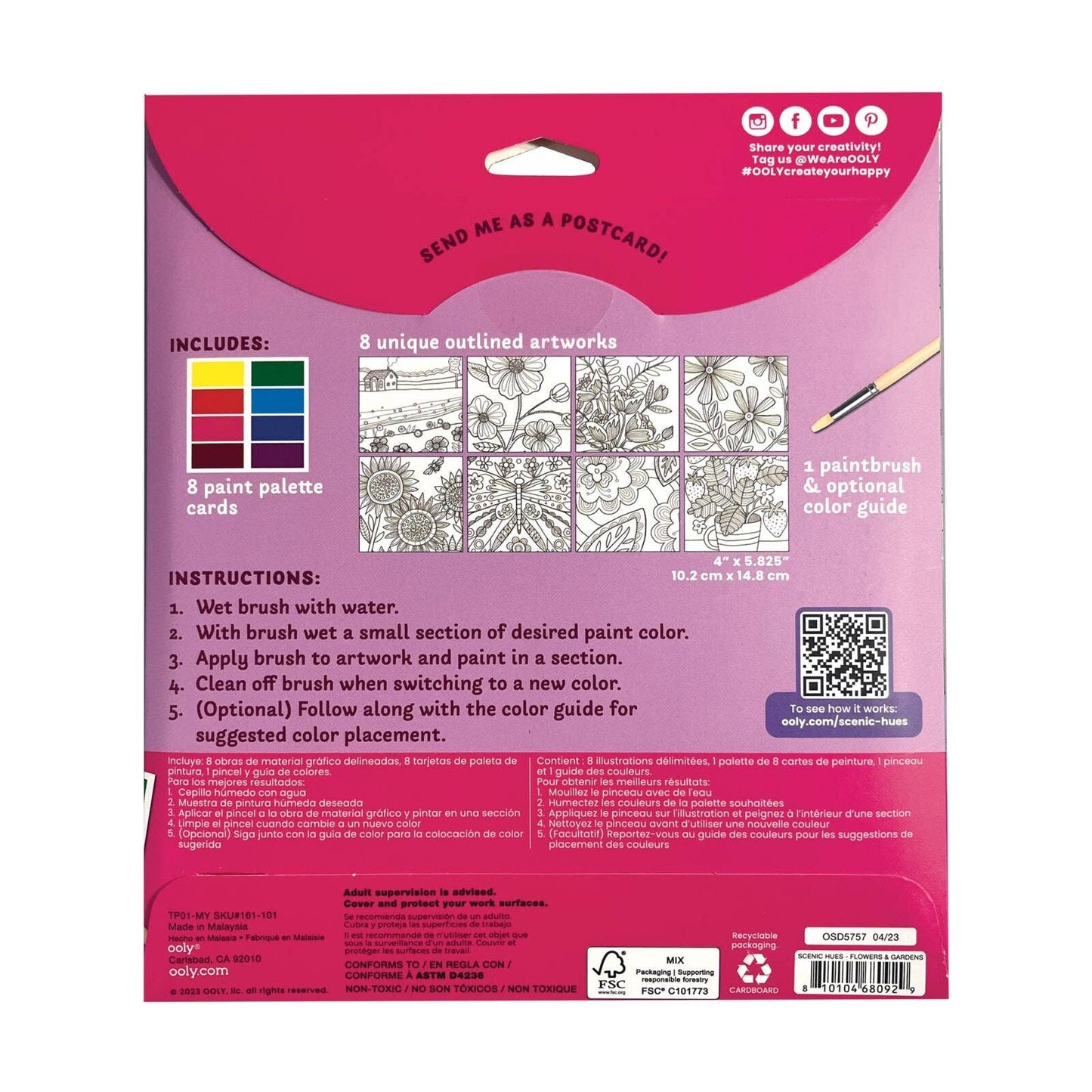 Ooly D.I.Y. Watercolor Kit; Scenic Hues, Flowers & Gardens