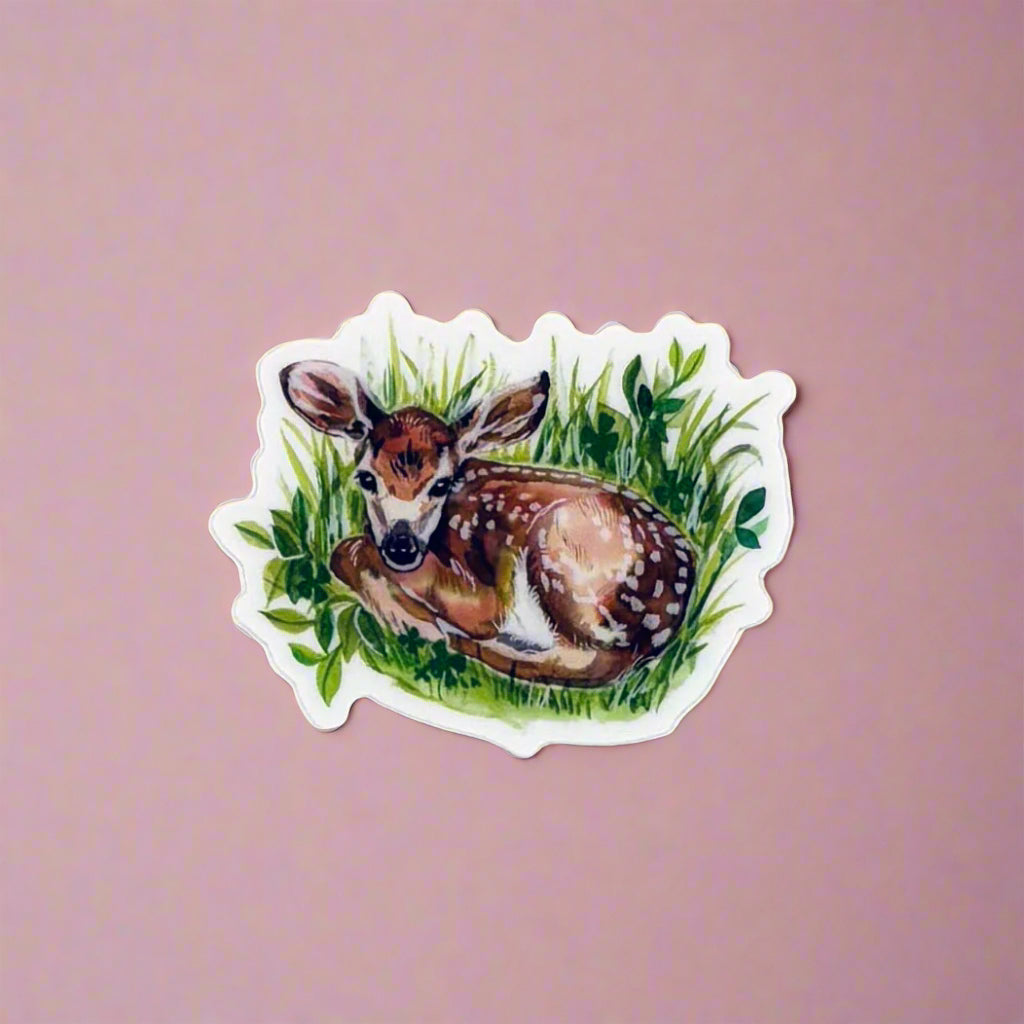 Vinyl Sticker; Sitting Fawn - Made By Shellie