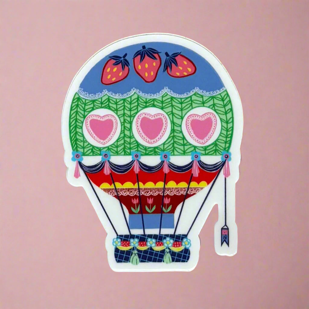 Vinyl Sticker; Heart Hot Air Balloon - Made By Shellie