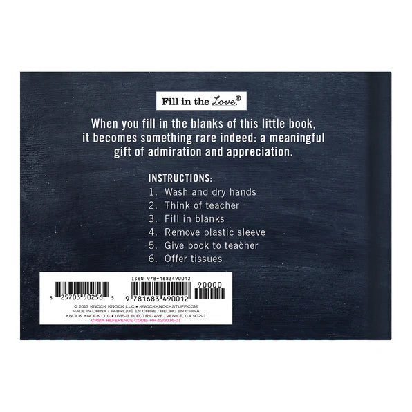Fill in the Love® Book; Why You're the Best Teacher Ever