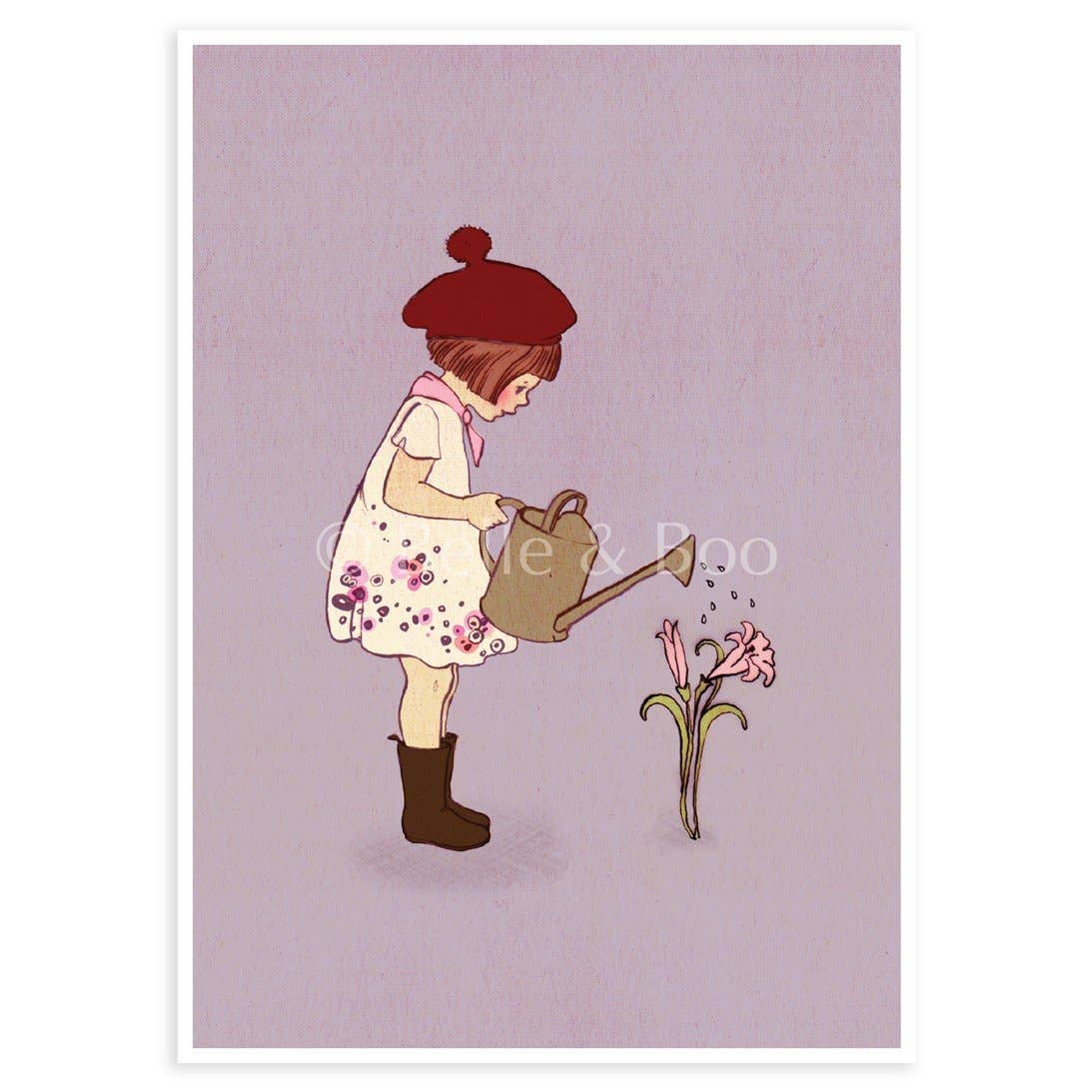 Belle & Boo Ltd Postcard; Little Gardener (Vintage Colors)