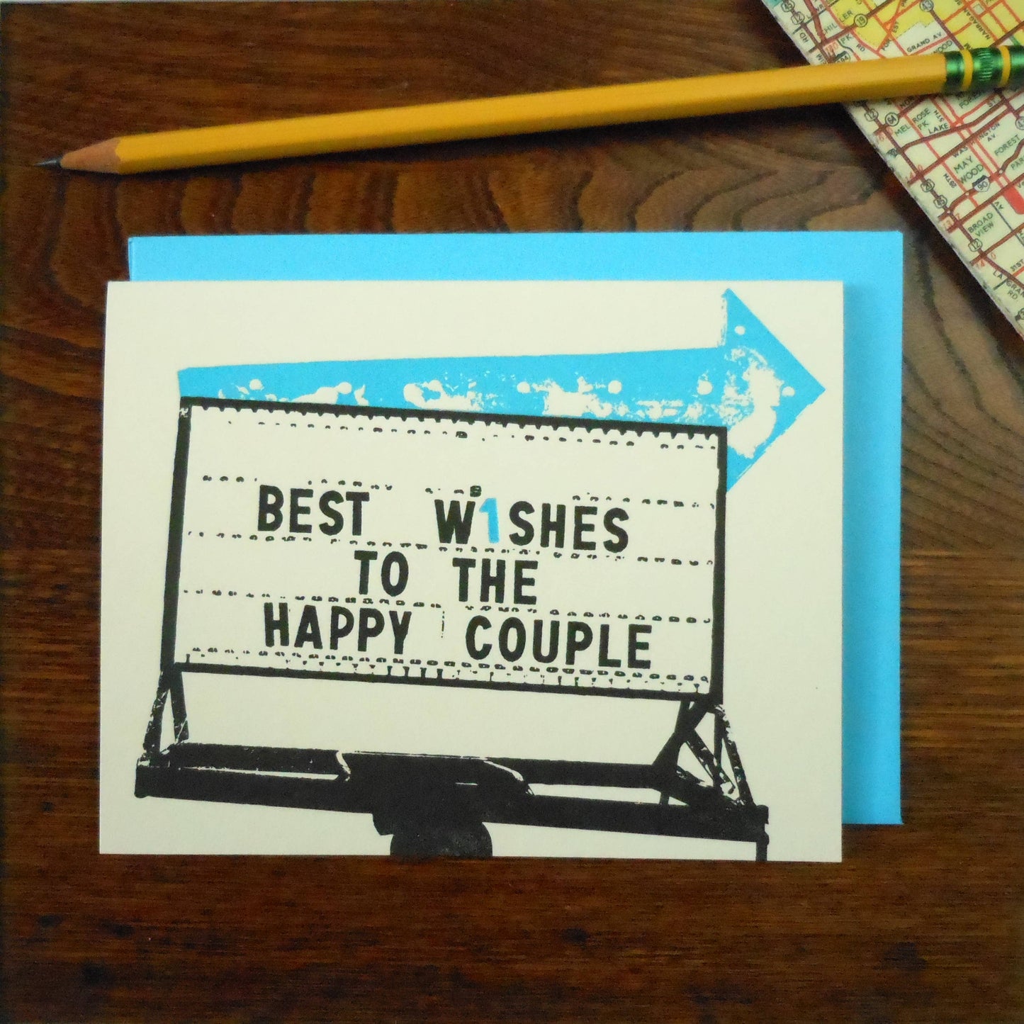 Wedding Card; Vintage Signage