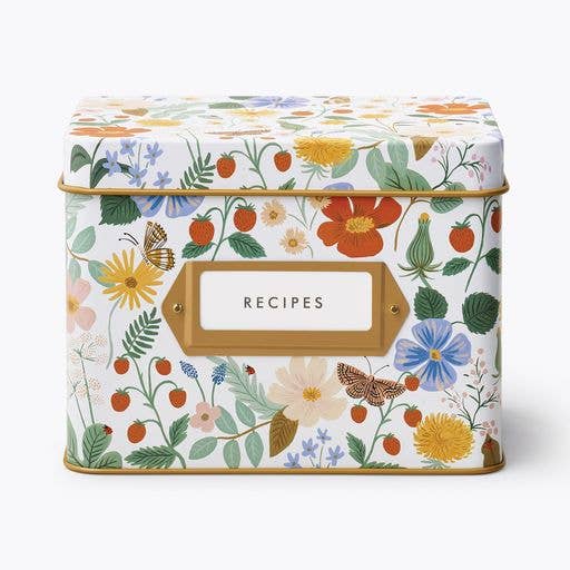 Rifle Paper Co. Tin Recipe Box; Strawberry Fields