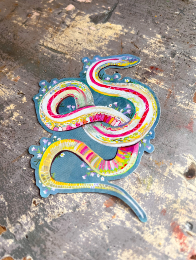 Snake Sticker with Holographic Accents; Katie Daisy