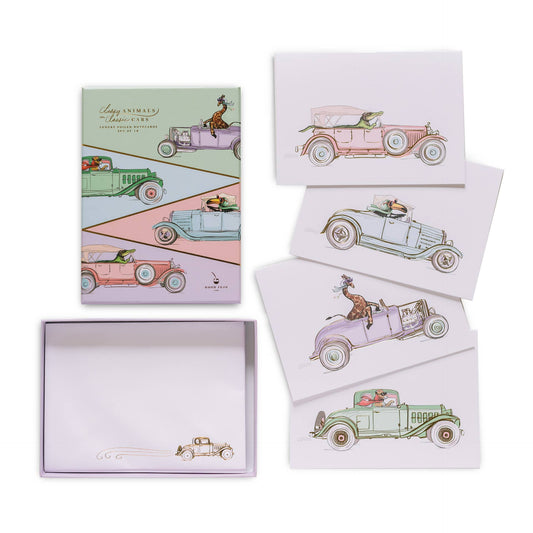 Boxed Stationery Set; Classic Cars and Animals by Good Juju Ink (12 cards)