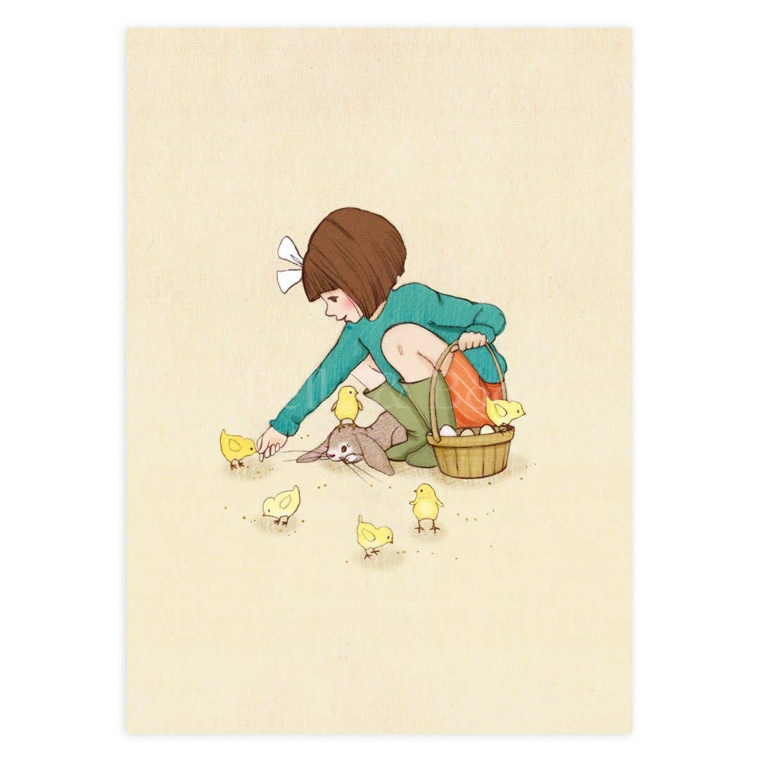 Belle & Boo Ltd Postcard; Feed The Chicks (Vintage Colors)