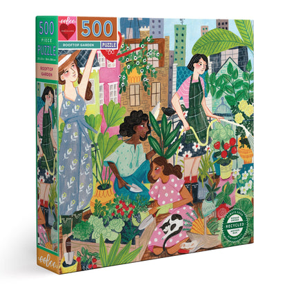 Eeboo Jigsaw Puzzle; Rooftop Garden (500 Piece, Square Puzzle)