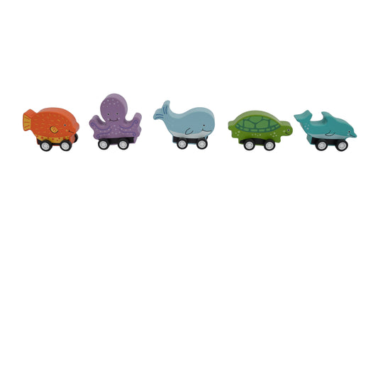 Wooden Pull Back Ocean Creatures; 5 Options