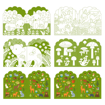 Coloring Book with Stickers; Woodland