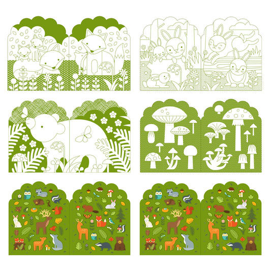Coloring Book with Stickers; Woodland